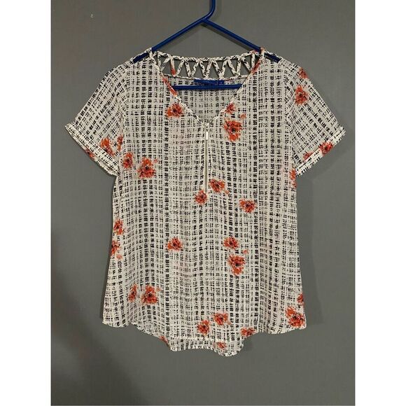 Apt 9 Short Sleeve Black And Pink Top Size Small - Picture 1 of 4